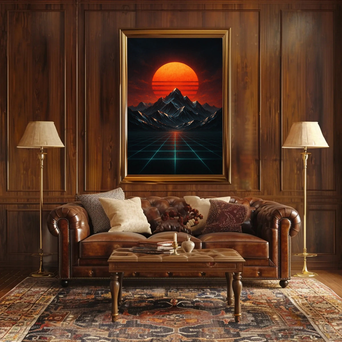 Retro-futuristic Landscape with Neon Glow Futuristic Sci-Fi Poster