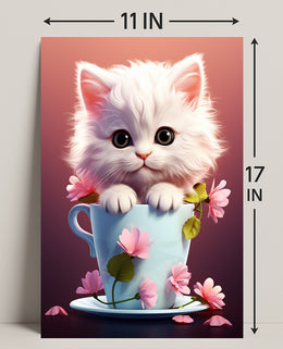 Kitten In A Teacup Poster PosterGoat