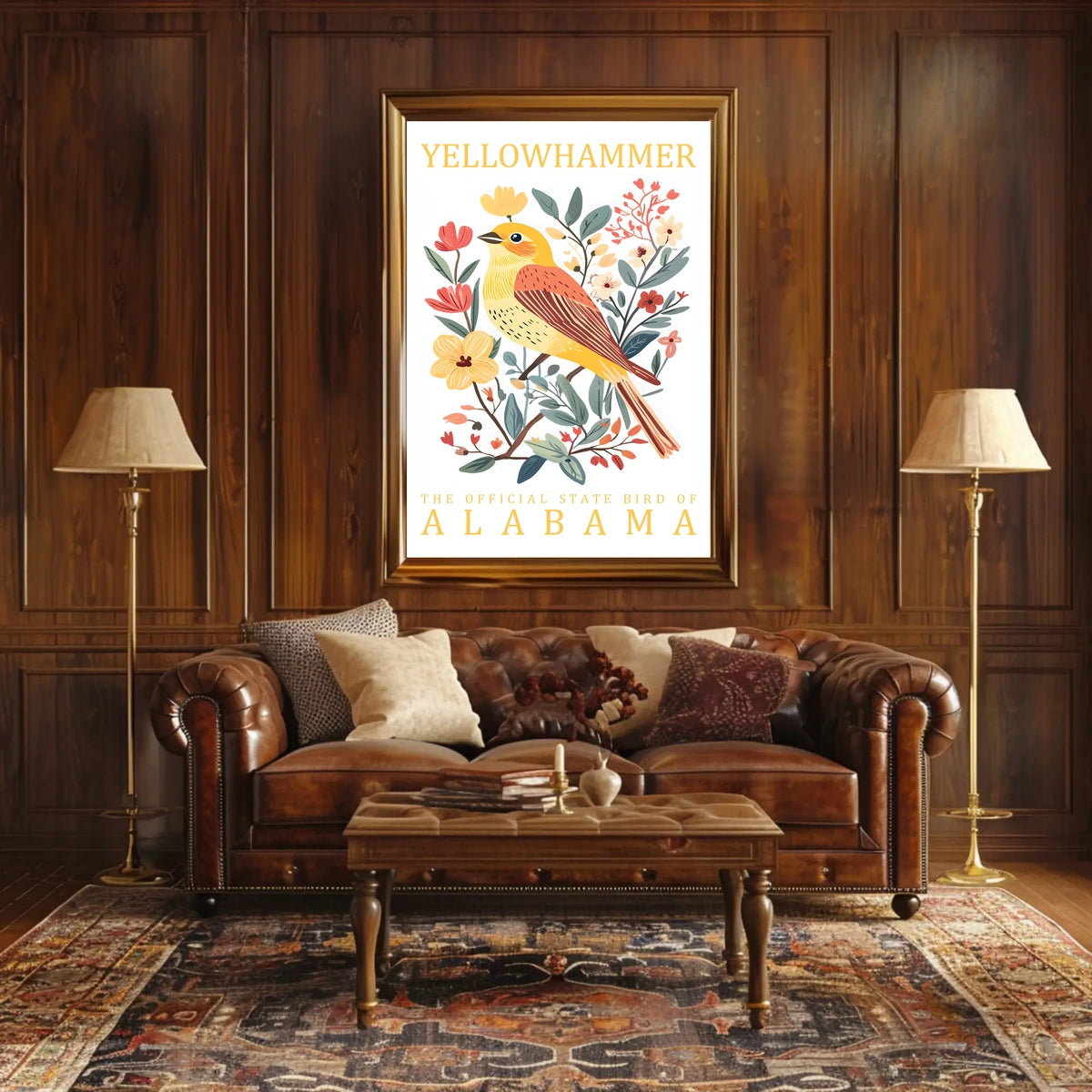 Yellowhammer Bird Alabama Nature Art Poster Print