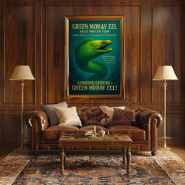Green Moray Eel Vintage Poster Wall Art Print