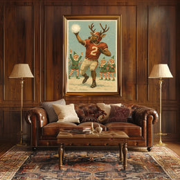 Reindeer Quarterback In Holiday Game Poster