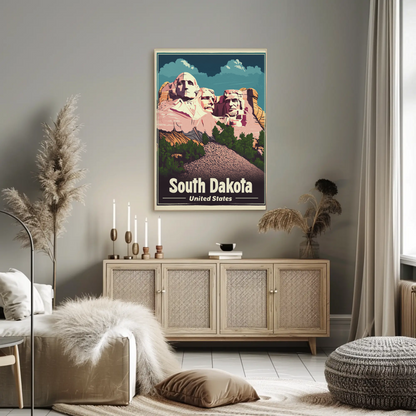 Mount Rushmore United States South Dakota Vintage Travel Poster