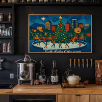 Holiday Skating Salt Lake City Festive Impressionism Poster