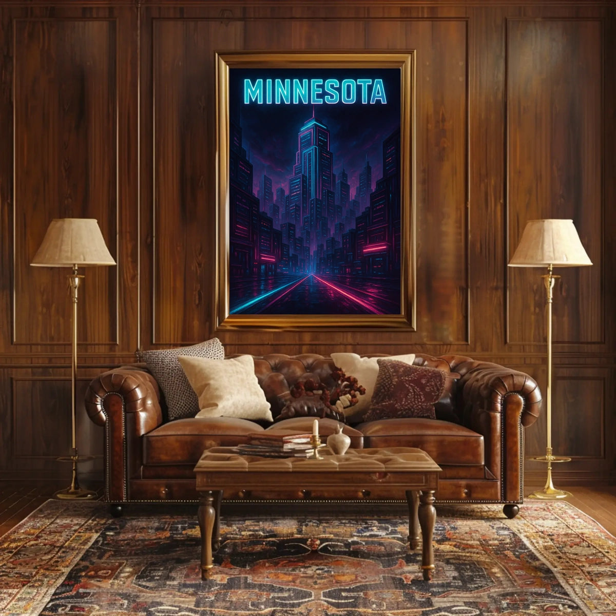 Neon Minnesota Skyline Poster