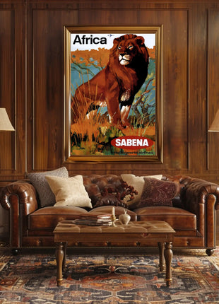 Africa Wildlife Travel Adventure Sabena Airlines Poster