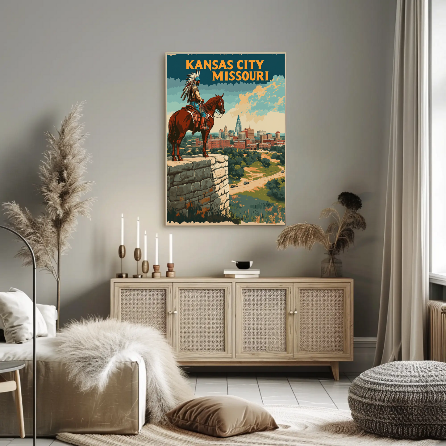 Kansas City Skyline Vintage Travel Poster