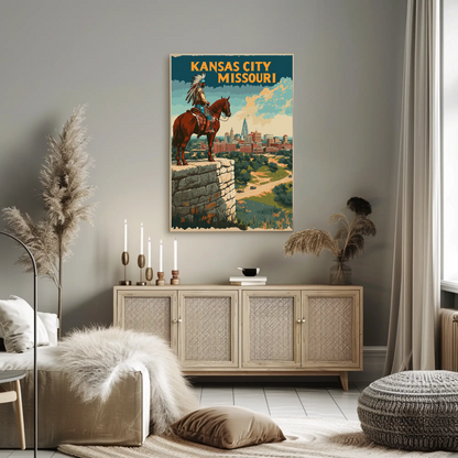 Kansas City Skyline Vintage Travel Poster