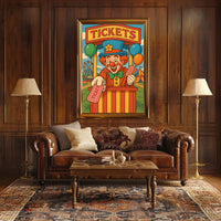 Carnival Clown Ticket Booth Poster