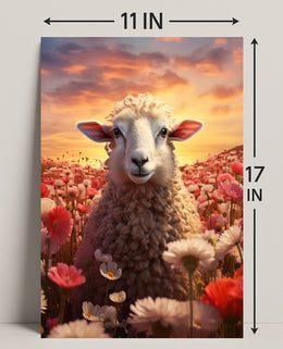 Serene Sheep At Sunset Poster PosterGoat