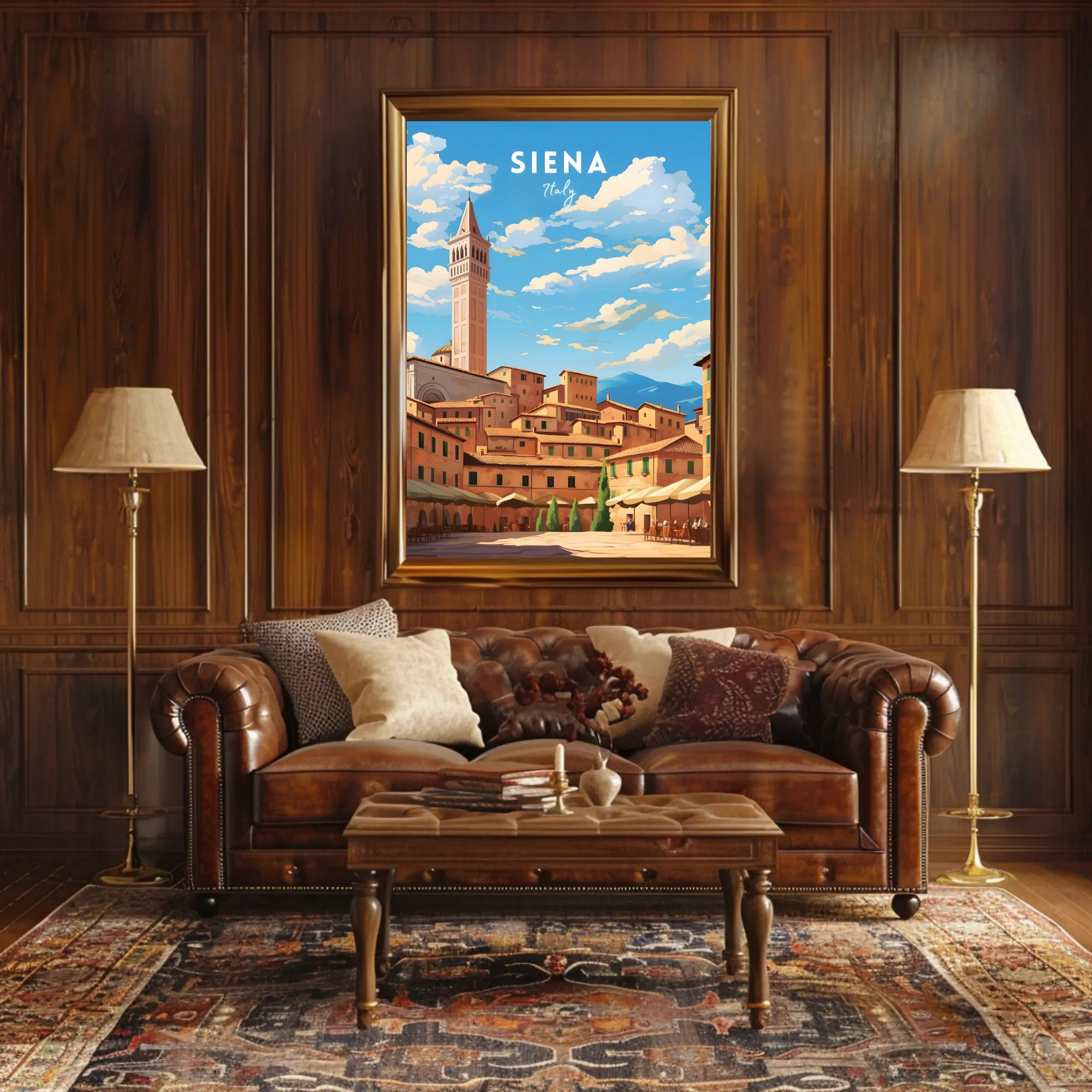 Siena Cityscape Art: Explore Tuscan Charm with Travel Poster