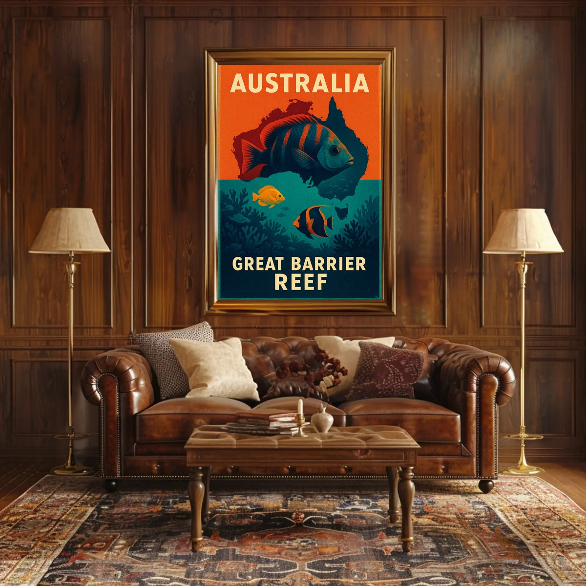 Great Barrier Reef Vintage Travel Adventure Poster