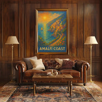 Amalfi Coast Poster Wall Art 18x24 Inch Print Coastal Decor