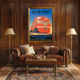 Journey to the East with Trans-Australian Railway Poster PosterGoat