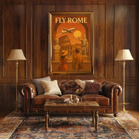 FLY ROME Vintage Travel Art Poster Travel Poster
