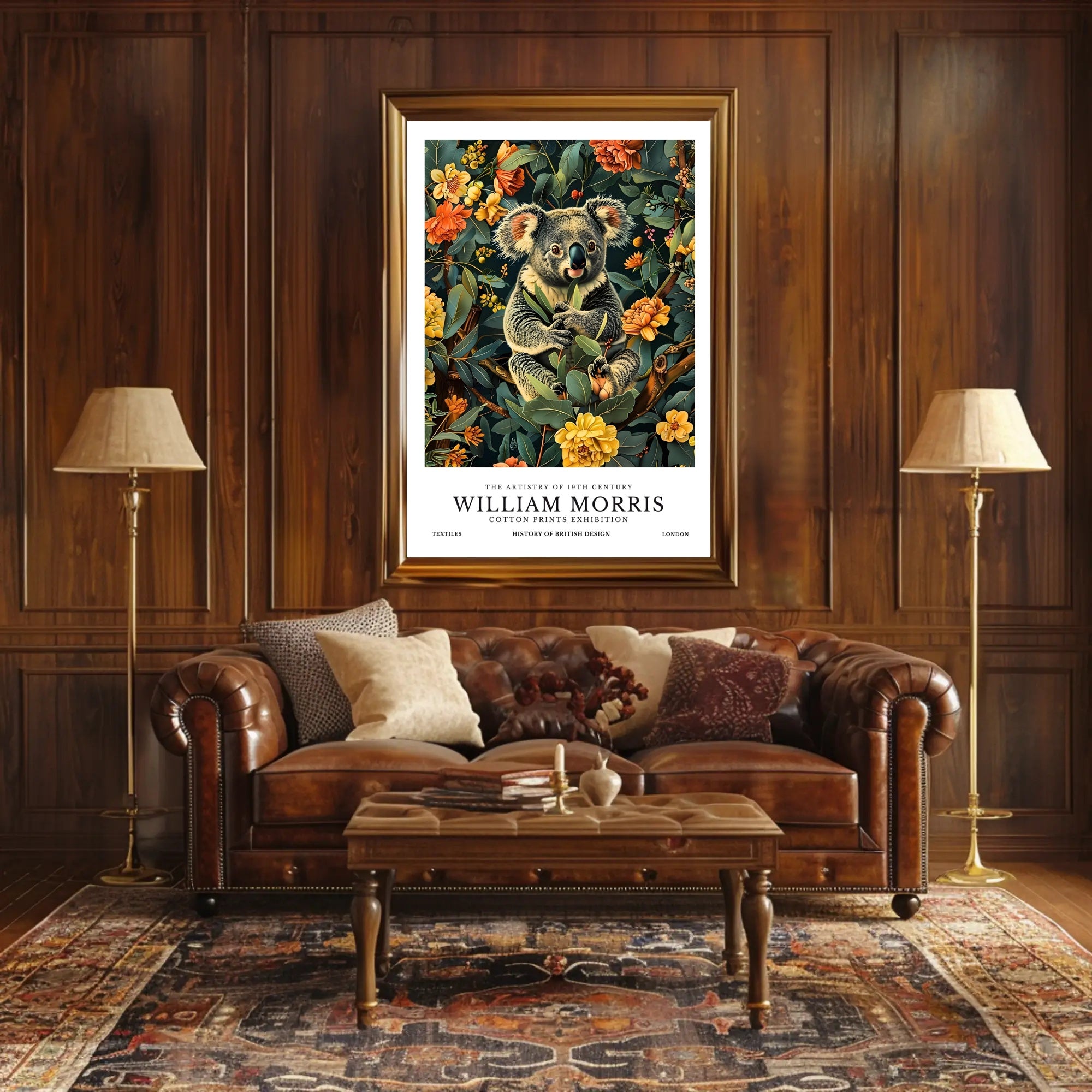 Whimsical Koala Art Poster with Nature-Inspired Design