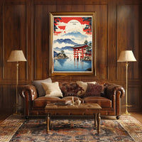 Serene Japanese Landscape with Iconic Torii Gate Poster