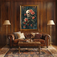 Human Skull and Roses Gothic Artistic, Pop Culture Poster