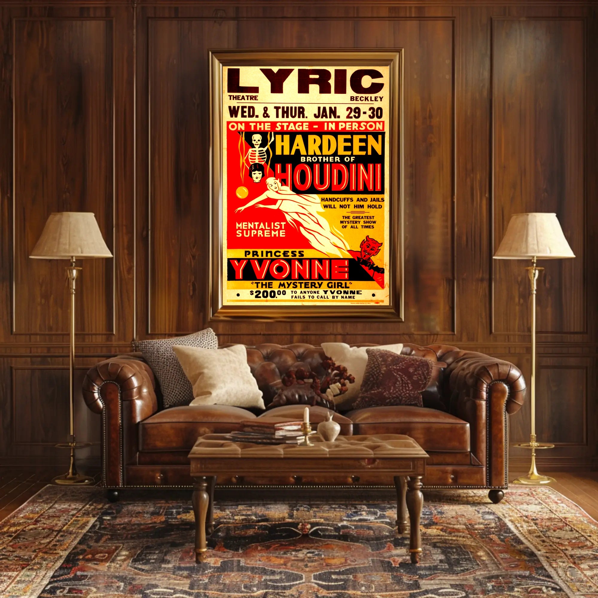 Houdini's Hardeen Vintage Magic Show Poster - Cultural Heritage Poster