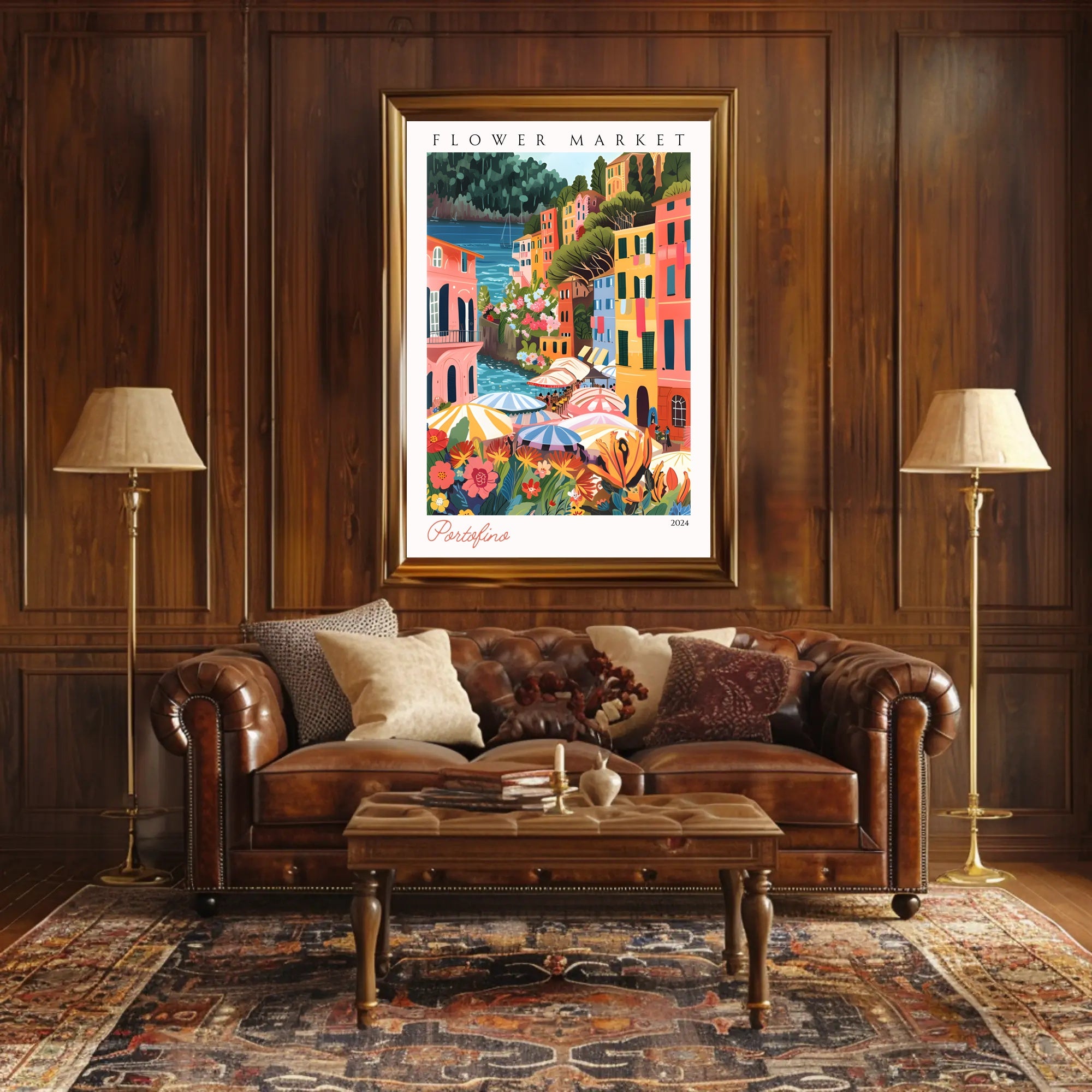 Portofino Flower Market Poster PosterGoat