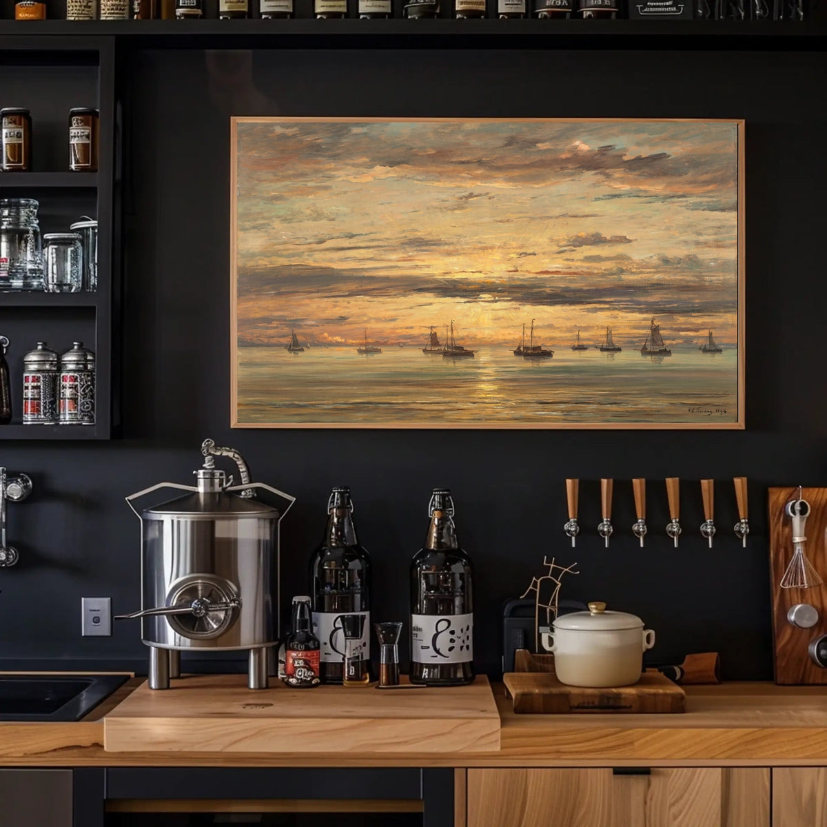 Serene Sunset Seascape Classic Artistic Poster