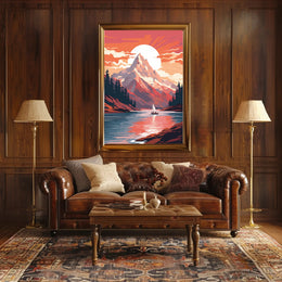 Snow-Capped Mountain Adventure: Vintage Travel Poster