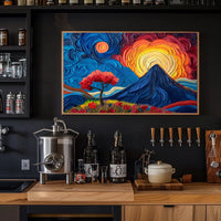 Van Gogh-Inspired Vibrant Mountain Sunrise Poster