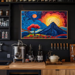 Van Gogh-Inspired Vibrant Mountain Sunrise Poster