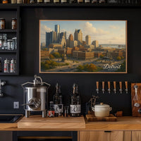Detroit Skyline Cityscape Wall Art Photography Realism Minimalist Decor Enthusiasts Wanderlust Poster