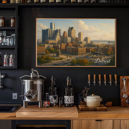 Detroit Skyline Cityscape Wall Art Photography Realism Minimalist Decor Enthusiasts Wanderlust Poster