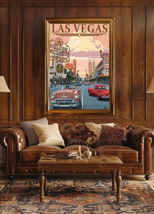 Retro Las Vegas Scene Mid-Century Travel Poster