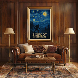 Bigfoot Colorado Poster Vintage Night Forest Wall Art