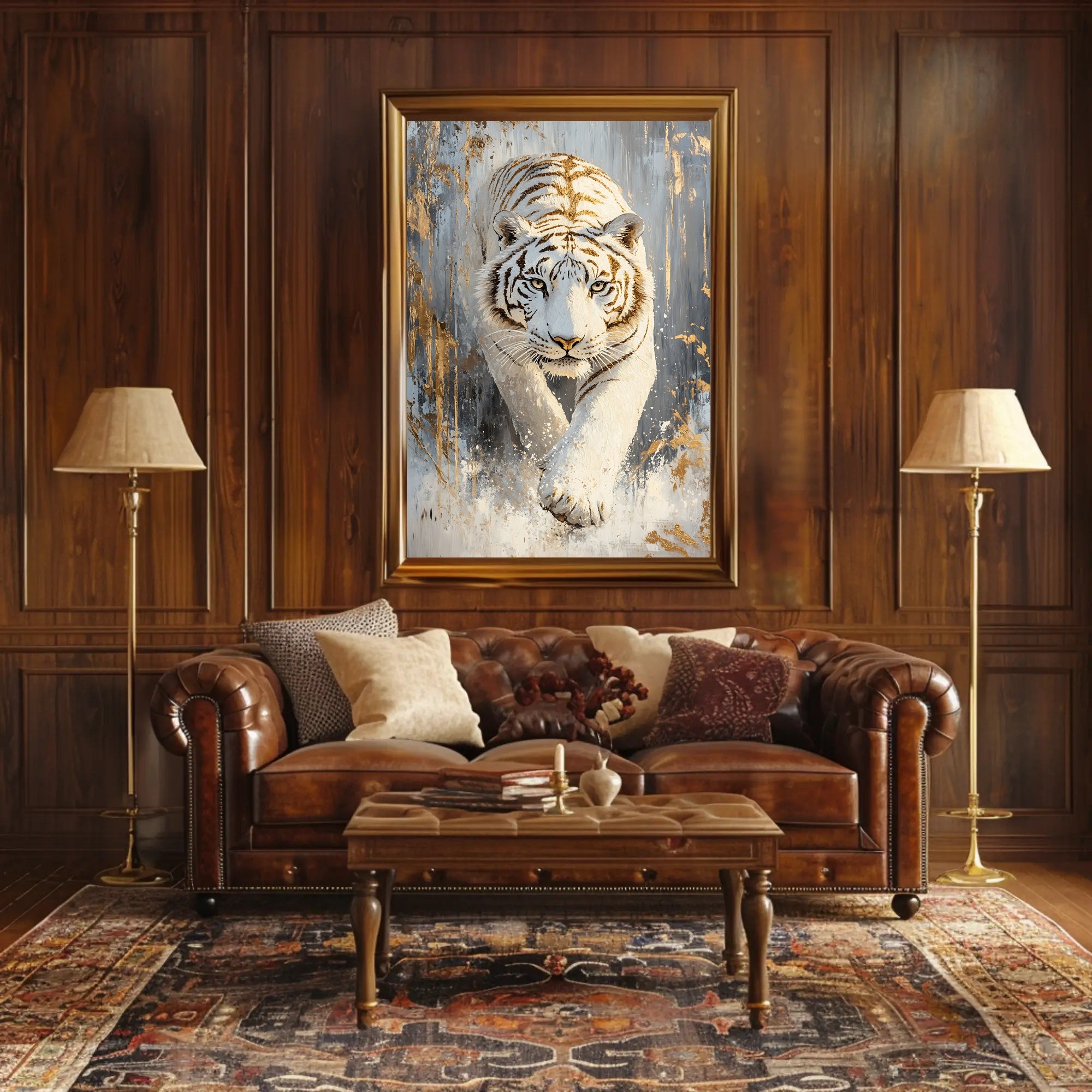 Majestic White Tiger in Motion Animal Poster