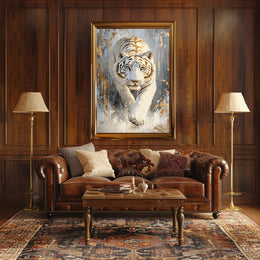 Majestic White Tiger in Motion Animal Poster