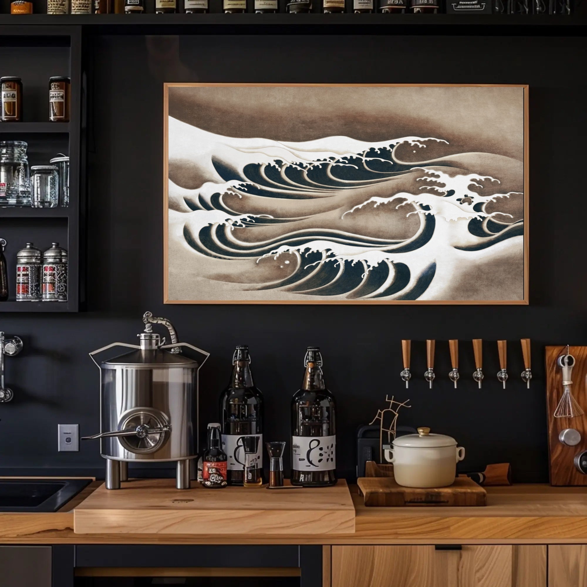 Japanese Ocean Waves Vintage Art Poster - Abstract or Artistic Poster