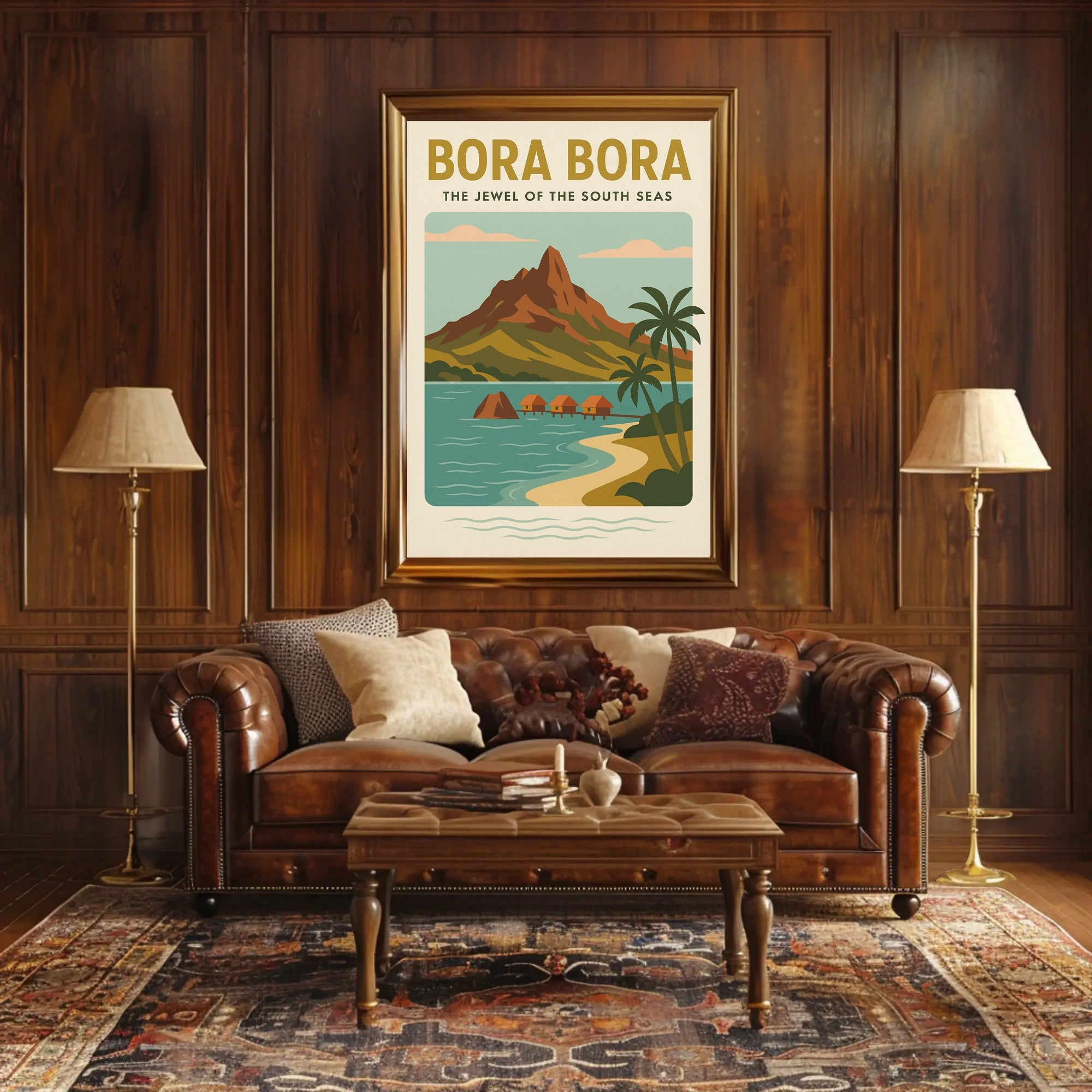 Bora Bora Serene Getaway Vintage Travel Poster PosterGoat