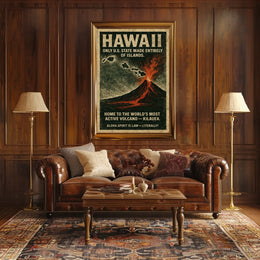 Hawaii Volcano Vintage Adventure Poster Art Print