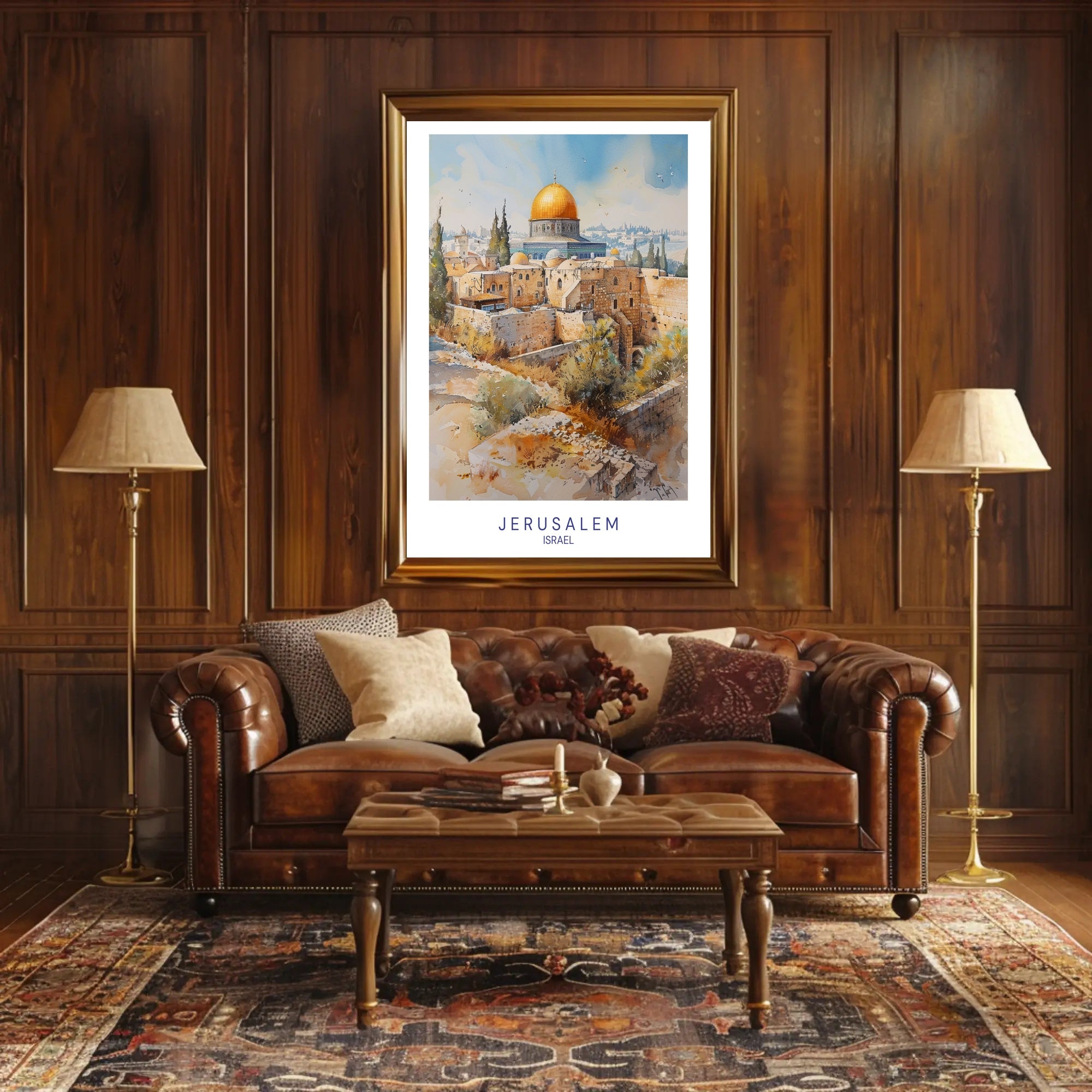 Jerusalem Architectural Watercolor Art Travel Poster PosterGoat