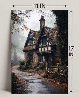 Enchanted Cottage In The Mist Poster