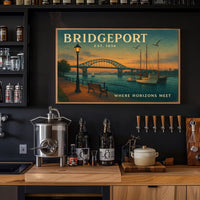 Bridgeport Travel Poster Where Horizons Meet