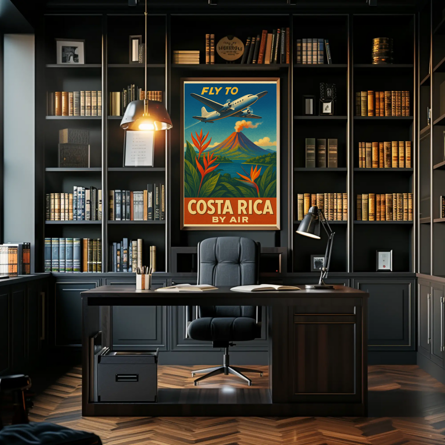 Costa Rica Volcano Jungle Flight Travel Poster