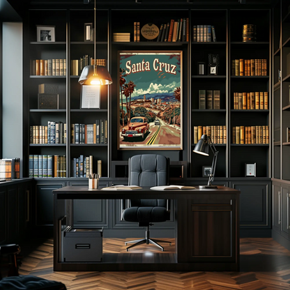 Santa Cruz California Vintage Drive Travel Poster