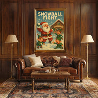 Festive Vintage Santa and Elves Christmas Poster