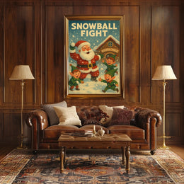 Festive Vintage Santa and Elves Christmas Poster