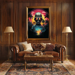 Futuristic Explorer At Sunset Poster