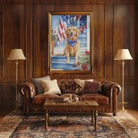 Golden Retriever With American Flag Bandana Poster