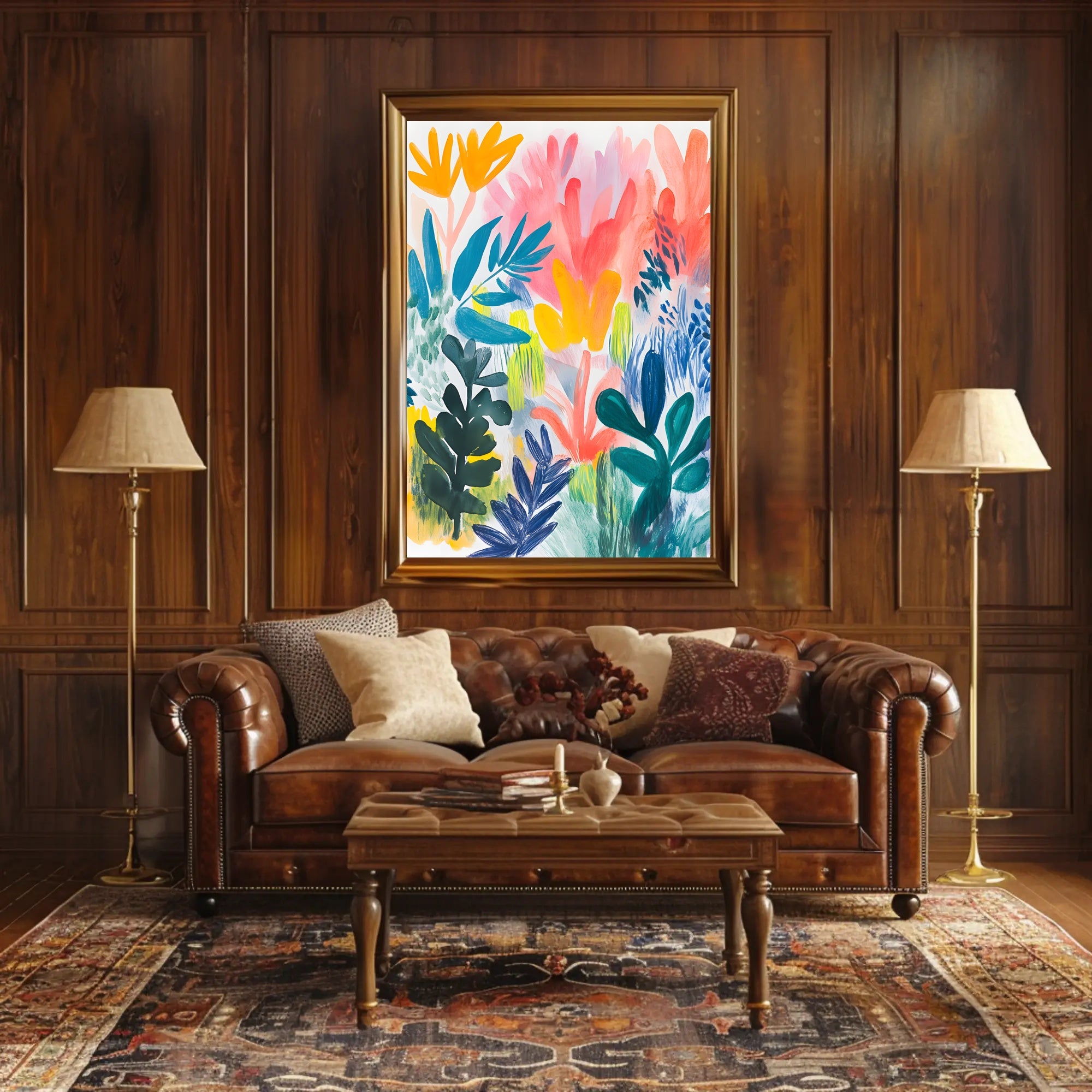 Abstract Foliage Poster Wall Art with Vibrant Colors