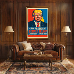 Trump Visionary Leadership Pop Art Portrait Bold Patriotic Wall Decor Collectible Statement Modern Vivid Display Poster