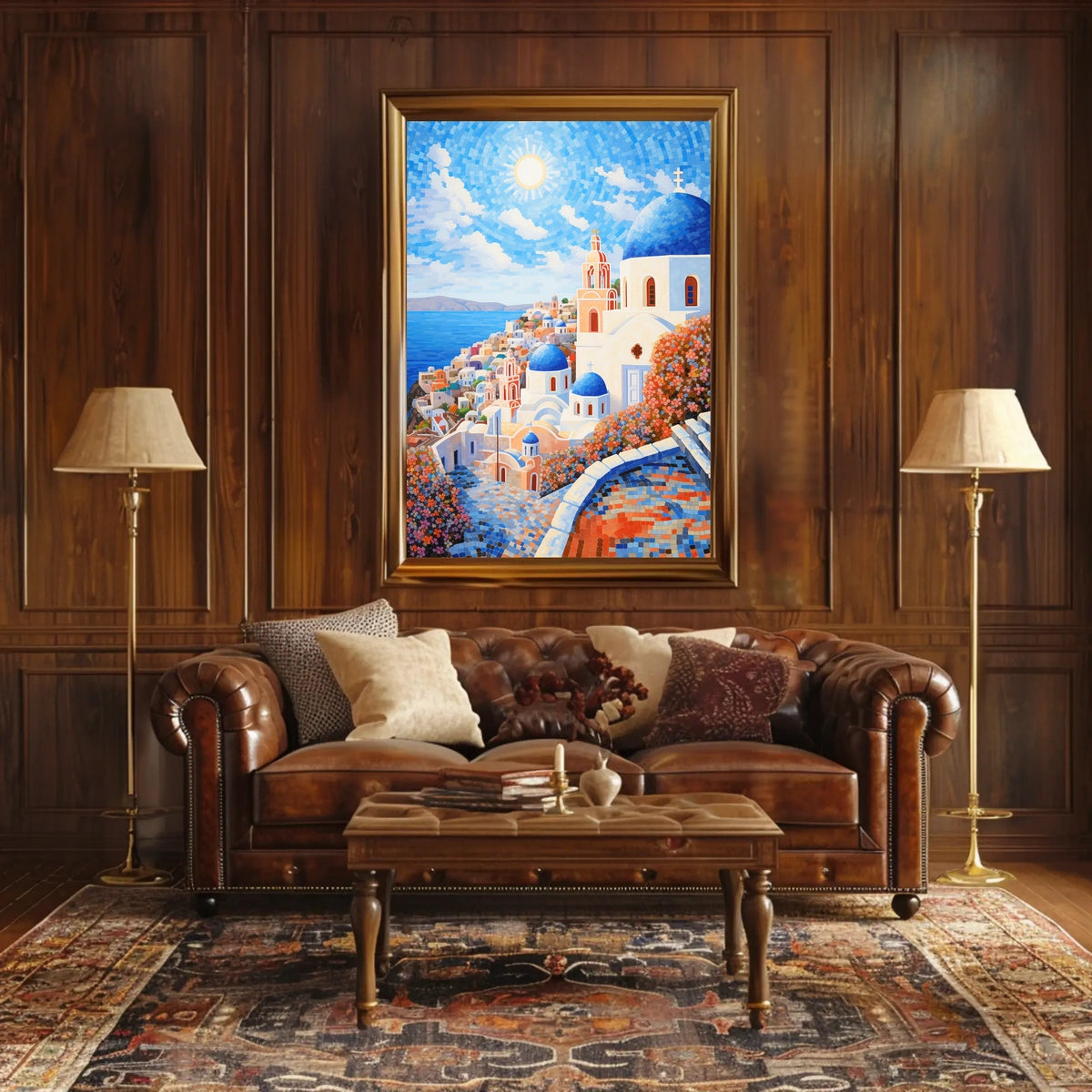 Santorini Coastal Art Print with Mediterranean Flair - Travel Poster