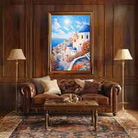Santorini Coastal Art Print with Mediterranean Flair - Travel Poster