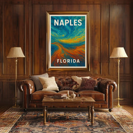 Naples Florida Coastal Poster Wall Art Cityscape Sunlit